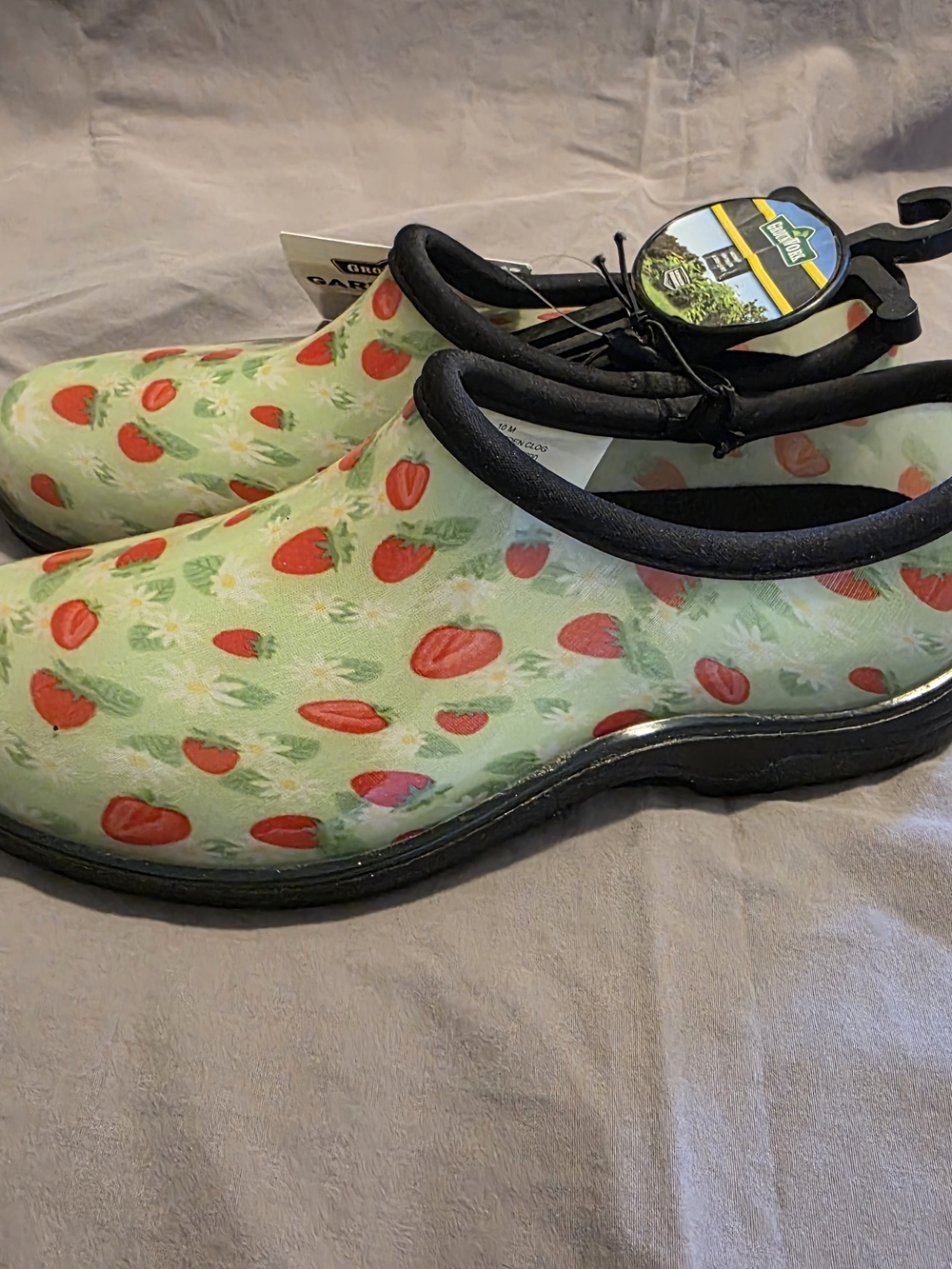 Waterproof Strawberry-Print Garden Clogs - Mint Green *New With Tags*